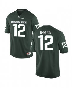 Men's Michigan State Spartans NCAA #12 R.J. Shelton Green Authentic Nike Stitched College Football Jersey HD32U70LJ